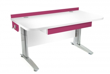 Stôl rastúci rovný │ biela štandard / ružová malina