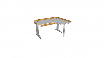 Stôl rastúci rohový pravý │ biela štandard / oranžová